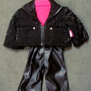 Black Leather Pants and Velour Jacket