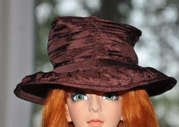 Val Zeitler Attic Treasures Brown Silk Floppy Hat H-3
