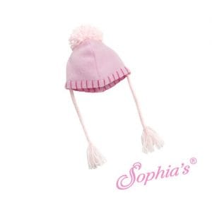 Fleece Pom Pom Hat (Pink) 18″