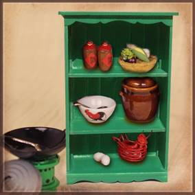 Furniture: HZ0012A Cabinet w/Utensil Set (Green) 5″-8″