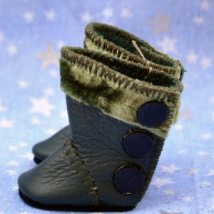 Velvet & Leather Bleuette/Lissy Boots – Moss Green 40mm x 20mm