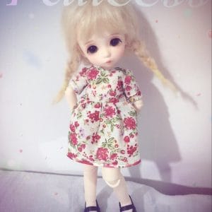 JS098 Black Mary Jane Shoes with Red Bows 32mmx16mm; 1.25″ x .62