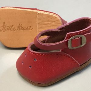 Kathe Kruse: Red All Leather Mary Jane Shoes 2-1/8 (L) x 1-1/4″ (W)