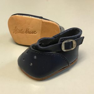 Kathe Kruse: Navy All Leather Mary Jane Shoes 2-3/4 (L) x 1-1/2″ (W)