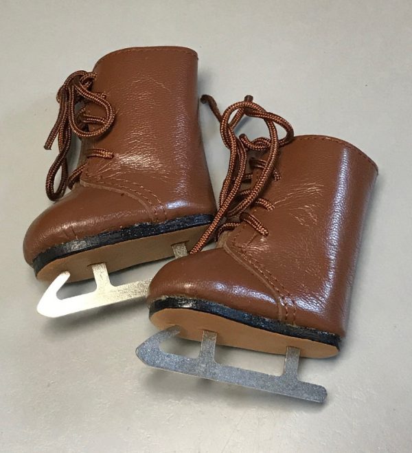 Kathe Kruse: Brown Leather Ice Skates 2" (L) x 1" (W)