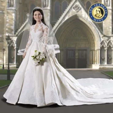 princess kate wedding dress doll Princess Catherine Kate Middleton Wedding Bride Doll. 15" Tall, with Stand.