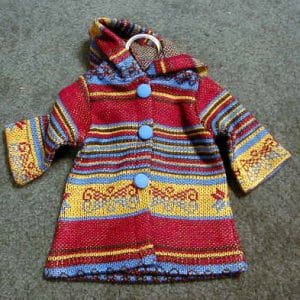 Multi Colored Knit Hooded Coat – 18″
