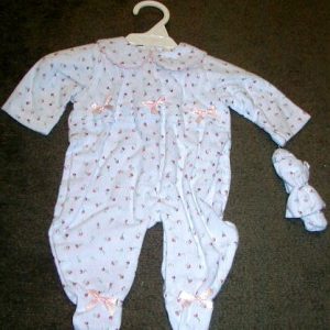 White Flannel PJ’s with Pink Roses