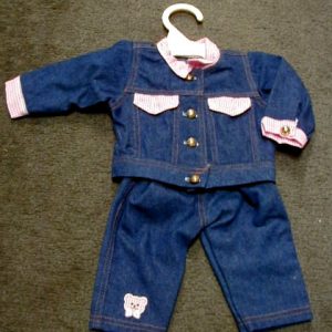 Blue Jeans and Jacket with Pink Trim (For 20″ Baby Dolls)