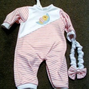 Pink & White Striped Romper (Fits 14-16″ Dolls)