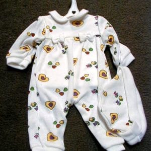 Ivory Romper with Hearts & Flowers (Fits 14-16″ Dolls)
