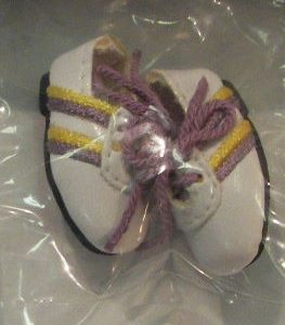 White Oxfords with Gold & Lavender Stripes & Lavender Laces (Fits Riley)