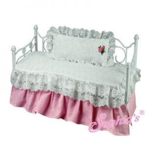 White Day Bed, Mattress & Bedding (For 18″ American Girl Dolls)