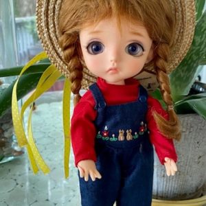 Navy Overalls with Bunny Embroidery 22cm