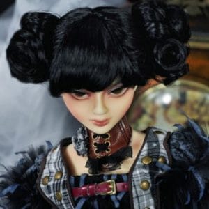 LW-374 Cristy Stone Steampunk Black Side Bun Wig LE40 (SD Size)