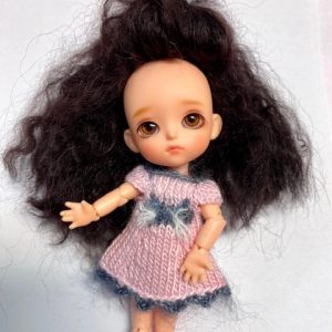 Black mohair curly nonstretch skin cap