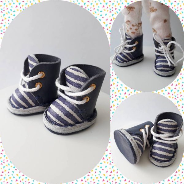 Lati Yellow Leather Boots (Blue w/White)