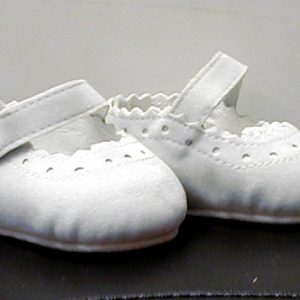 White Velvet Mary Janes – 18″ Baby Dolls