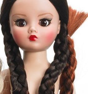 9-10″ Cissy Wig  (24cm) – Long brunette w/auburn braids