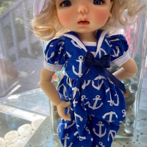 Meadow Blue Sailor Jumpsuit & Hat 10″ Lati Lime/Meadow Dumpling/