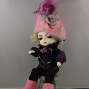 Wool Felt Hat & Boots (Pink & Gray) Fits Lati Yellow/Pukifee