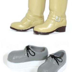 Pullip Shoes – Cream Engineer Boots & Gray Shoes