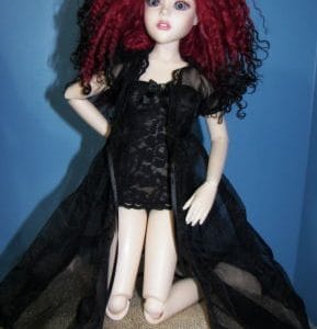 Black Chiffon and Lace bodysuit and robe 2pc MSD size