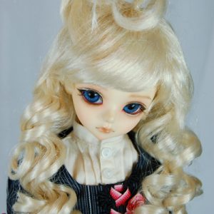 MW-114 MSD Wig:  Pale Blonde Long Curly w/Top Knot (MSD)