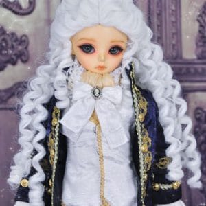 MW-166 Romance Palace Curly White Half Up/Half Down Wig (MSD)