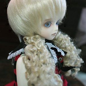 MW-195 MSD Wig:  Pale Blonde Bob with Long Curly Pigtails