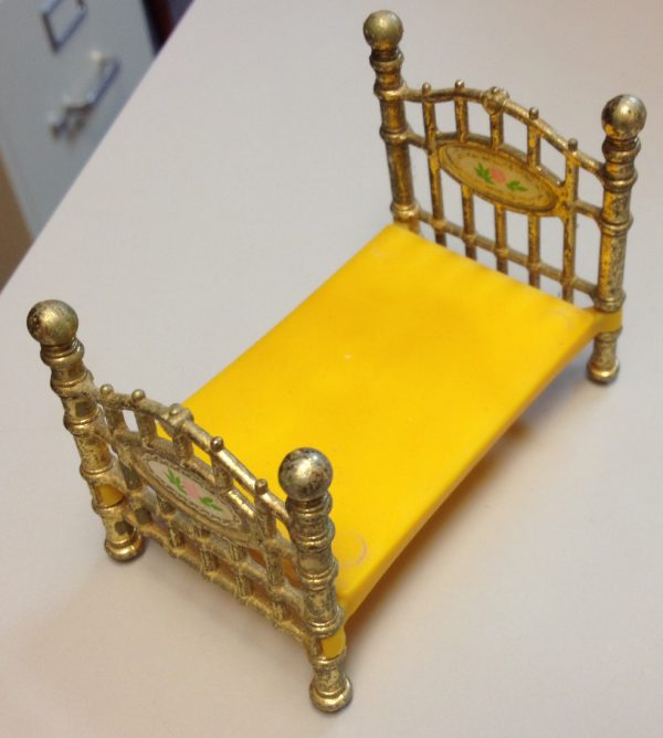 Mattel Vintage The Littles Victorian Dollhouse Brass Bed