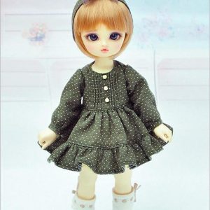 Nomyens Dark Gray Dot Dress Set (10″/Yo-SD/Lati Lime)