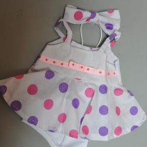 Polka dot dress, hair accessory, pant – 14” waist