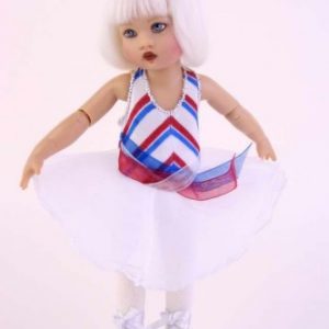 RA0021A White Lycra Leotard Dress for Riley & Friends (7.5″)