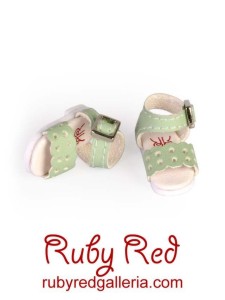 RH0028B Green Facet Sandals for Riley, Lati Yellow & Friends