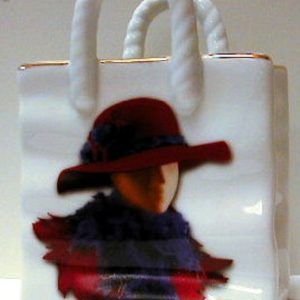 “I shall wear purple” Red Hat Society Porcelain Bag