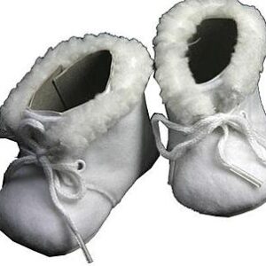 White Suede Doll Shoes with Fur 22″