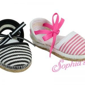 Striped Espadrille Sandal (Pink/White) Fits 18″ Dolls