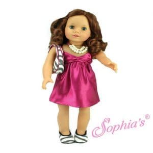 Berry Satin Dress & Pearls Fits 18″ American Girl