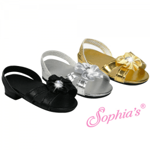 Kitten Heel Jeweled Sandal (Silver) Fits 18″ American Girl