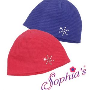 Knit Hat (Beanie) w/Rhinestones (Pink) 18″
