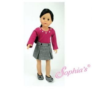 Houndstooth Skirt and Berry Top Fits 18″ American Girl