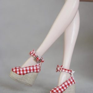 Celeste Wedge Pumps (Red Gingham) Fits 12″/Barbie/FR/Momoko/Etc
