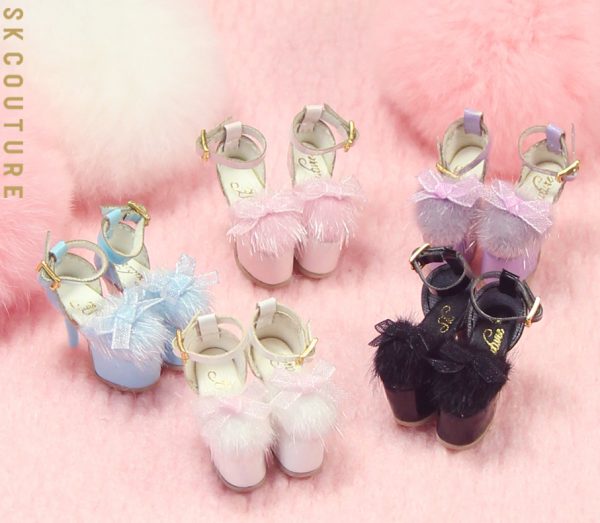 SK Vanna Fur High Heels (White) Fits Lati-Yellow/Blythe/Pullip/E
