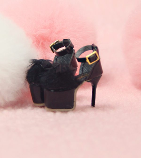 SK Vanna Fur High Heels (Black) Fits Lati Yellow/Blythe/Pullip/E