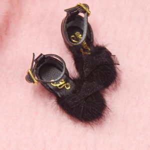 Adalyn Fur Flat Shoes (Black) Fits Lati Yellow, Blythe, 1/8