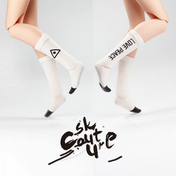 Peace/Love Socks (White w/Black) Fits Lati Yellow/Blythe/Azone/E