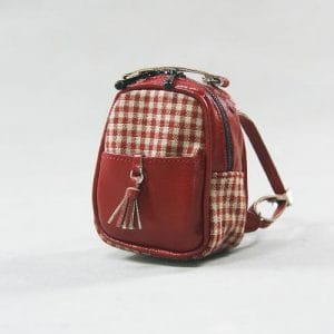 Gingham Backpack (Brick) Fits Lati/Blythe/Azone/12″/Etc