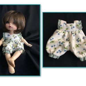 OOAK Printed Romper 16cm, 6″. Twinkles, Yellow Lati, Puki similar size