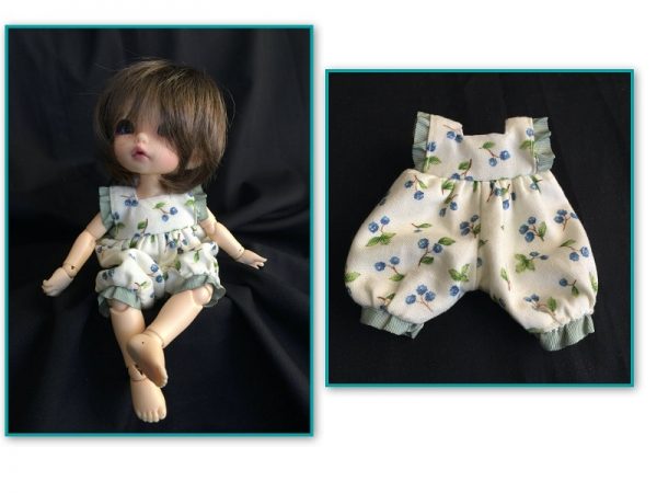 OOAK Ivory Printed Romper 16cm (6"/16cm) Fits Twinkles, Lati Yellow, Pukifee, Etc.